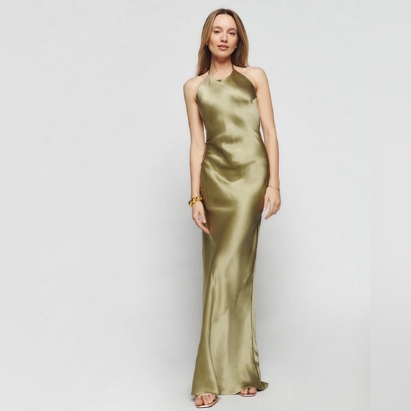 Reformation Dresses & Skirts - NWT Reformation Jeany Silk Dress in Olive Oil